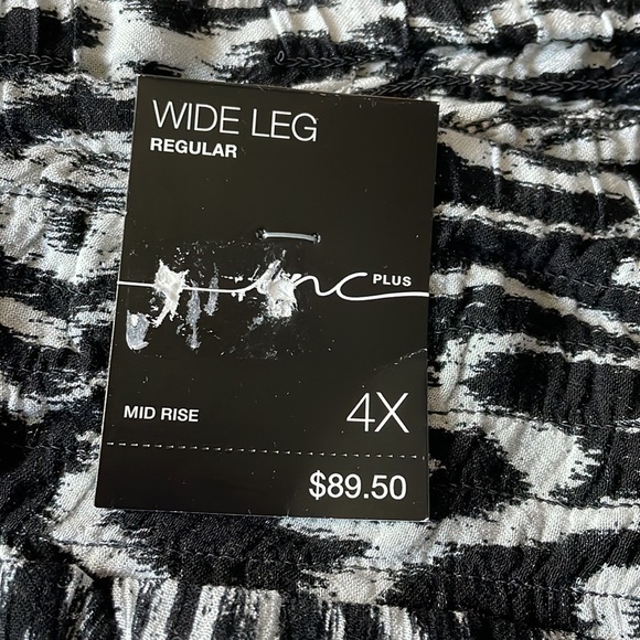 INC Plus Tribe DC mid rise wide leg black & white print pants for women 4X - Picture 8 of 10